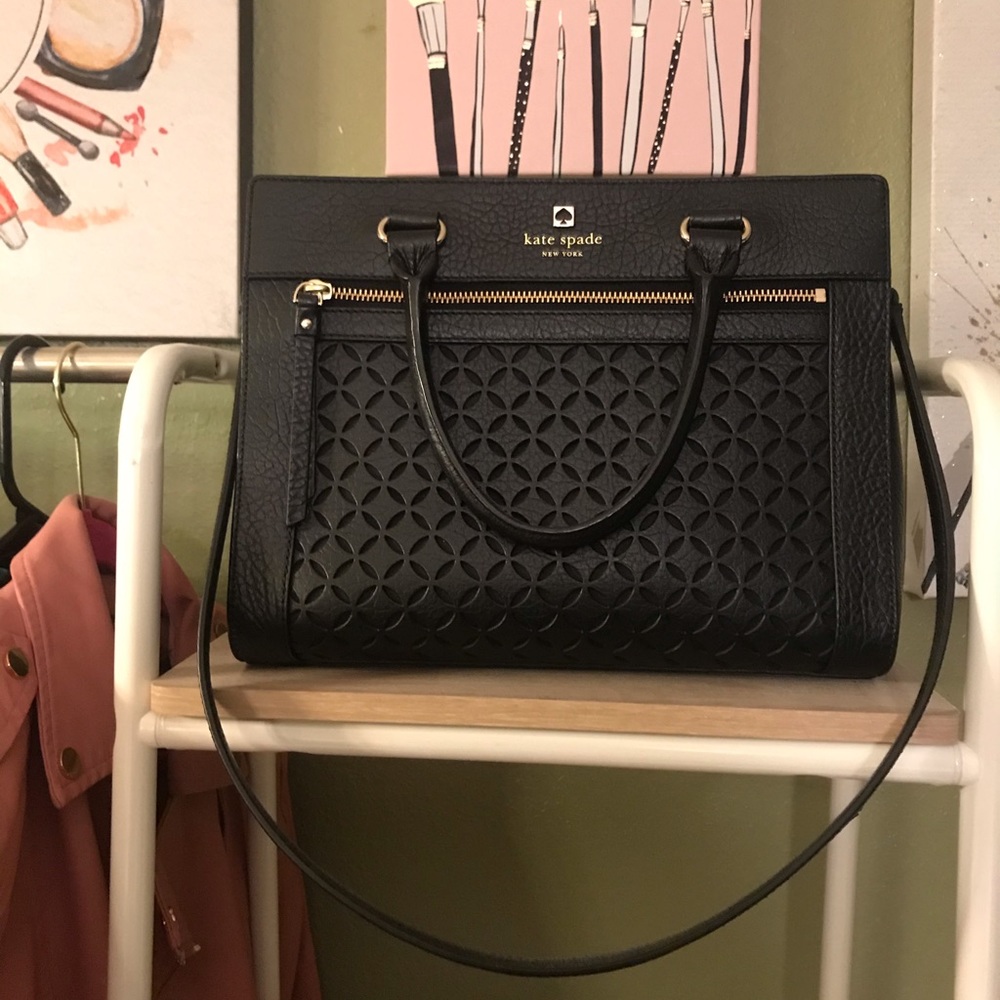 Kate spade medium satchel with diamond cutouts